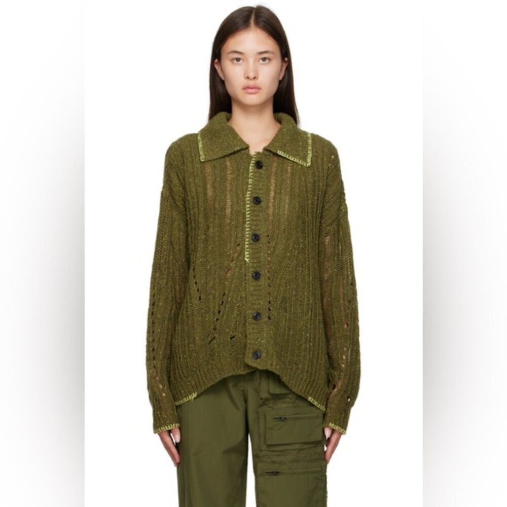 NEW SSENSE ANDERSSON BELL Khaki Nep Cardigan large SSENSE